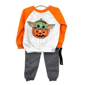 Toddler Boys' Lucasfilm Baby Yoda Top and Bottom Set - Orange 4T